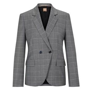 NWT- Hugo Boss BOSS BLAZER JAMATA, Grey Plaid, US size 8